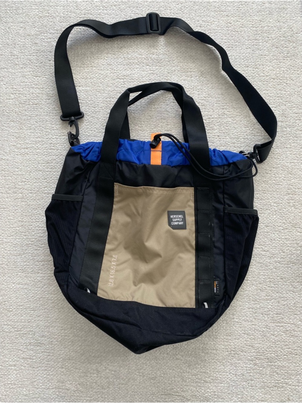 Men's Rare Black/Tan/Blue Convertible Tote Bag